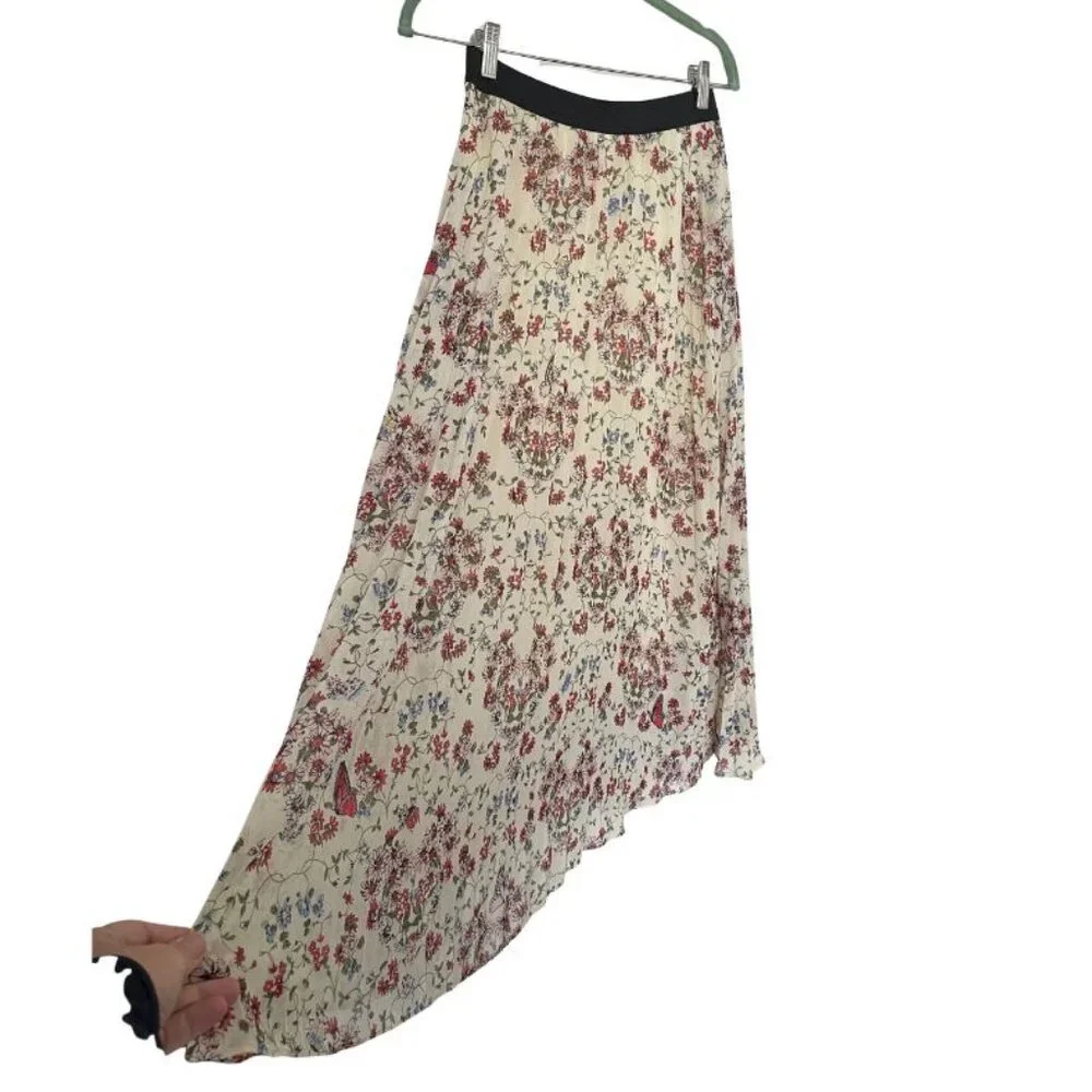 Maje Jimel Floral Pleated Midi Skirt Sz S Cottagecore Bohemian